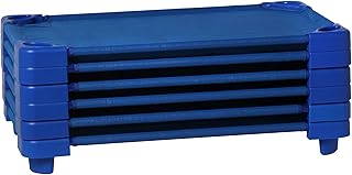 Sprogs Heavy-Duty Stackable Standard Size 52"L Daycare Cots for Kids and Toddlers, Stacking Preschool Classroom Kids Cots for Sleeping, Resting, Naptime, Pack of 6, Blue