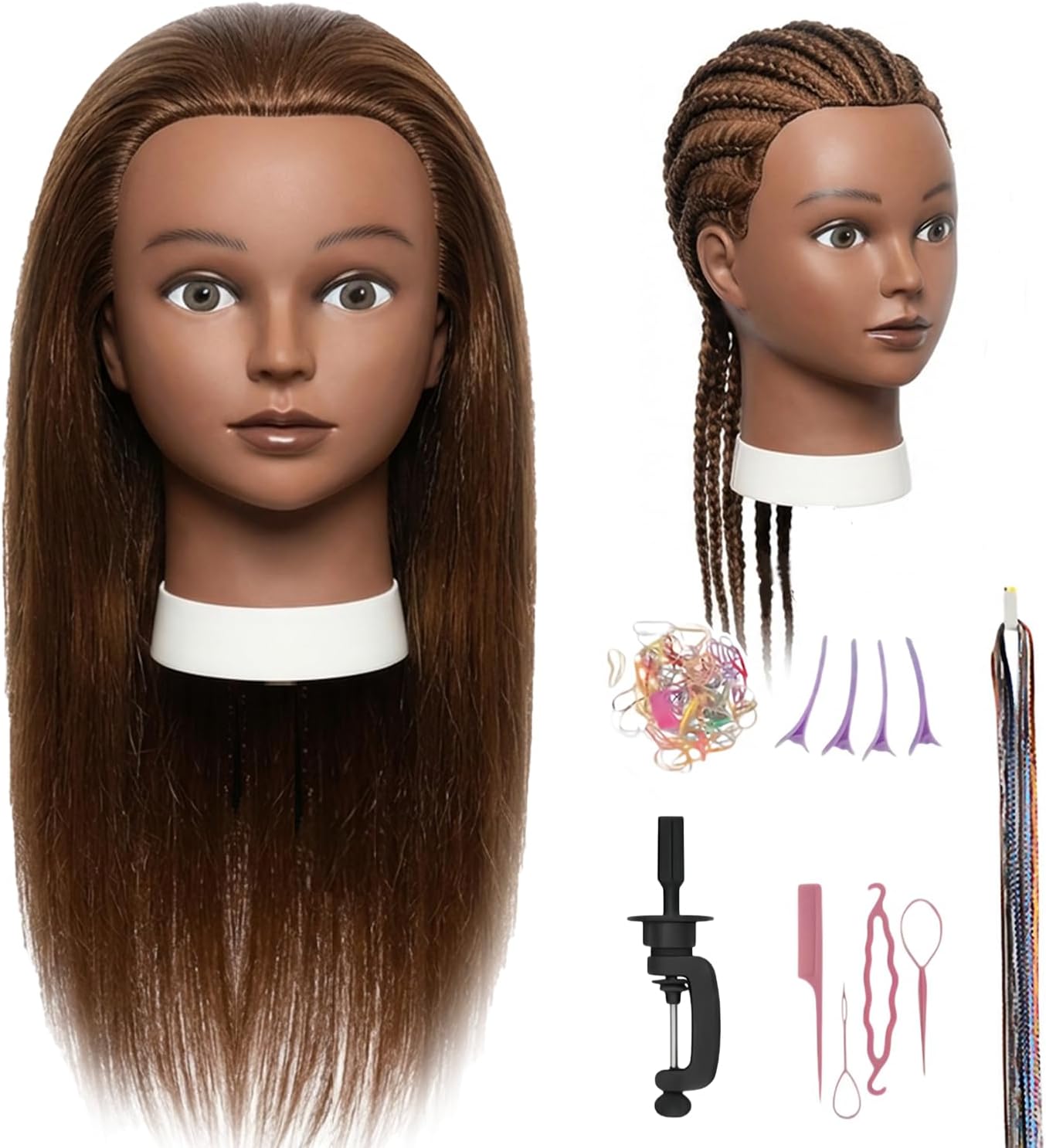Mannequin Head Human Hair, 100% Real Human Hair Cosmetology Training Head