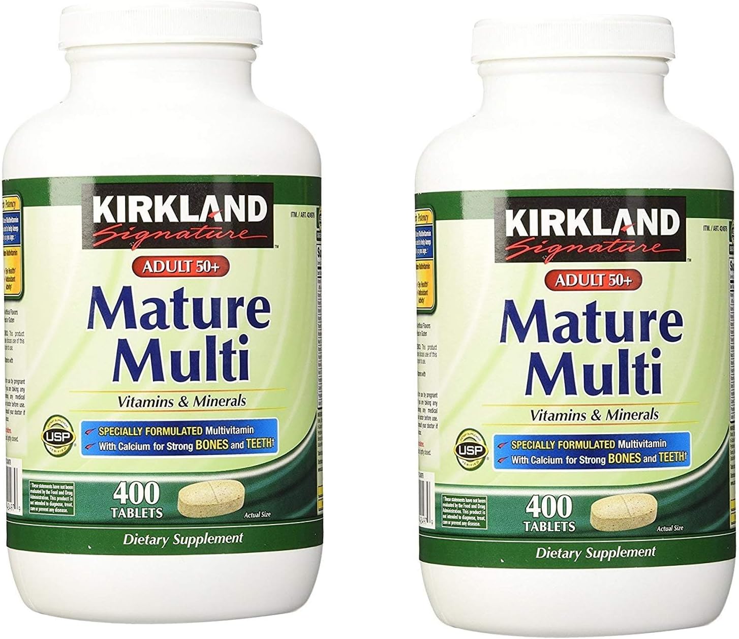 Kirkland Signature Adult 50+ Multi Vitamins & Minerals, 400 Tablets (2 Pack)