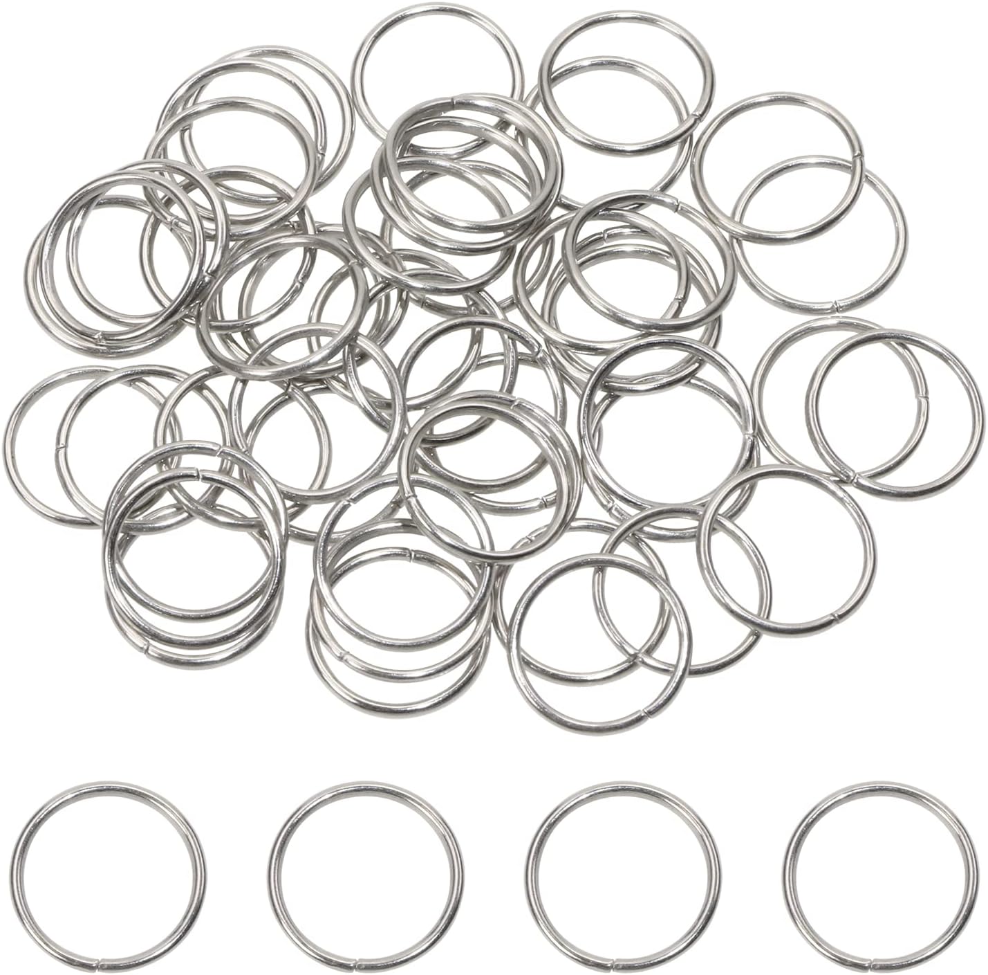 Shapenty Stainless Steel Open Jump Rings Connector Split Rings for Keychain Necklace Bracelet Earring Pendant Jewelry Finding Making Charm Crafting, 100PCS (12mm)
