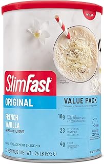 SlimFast Meal Replacement Powder, Original French Vanilla, Weight Loss Shake Mix, 10g of Protein, 22 Servings (Packaging May Vary)