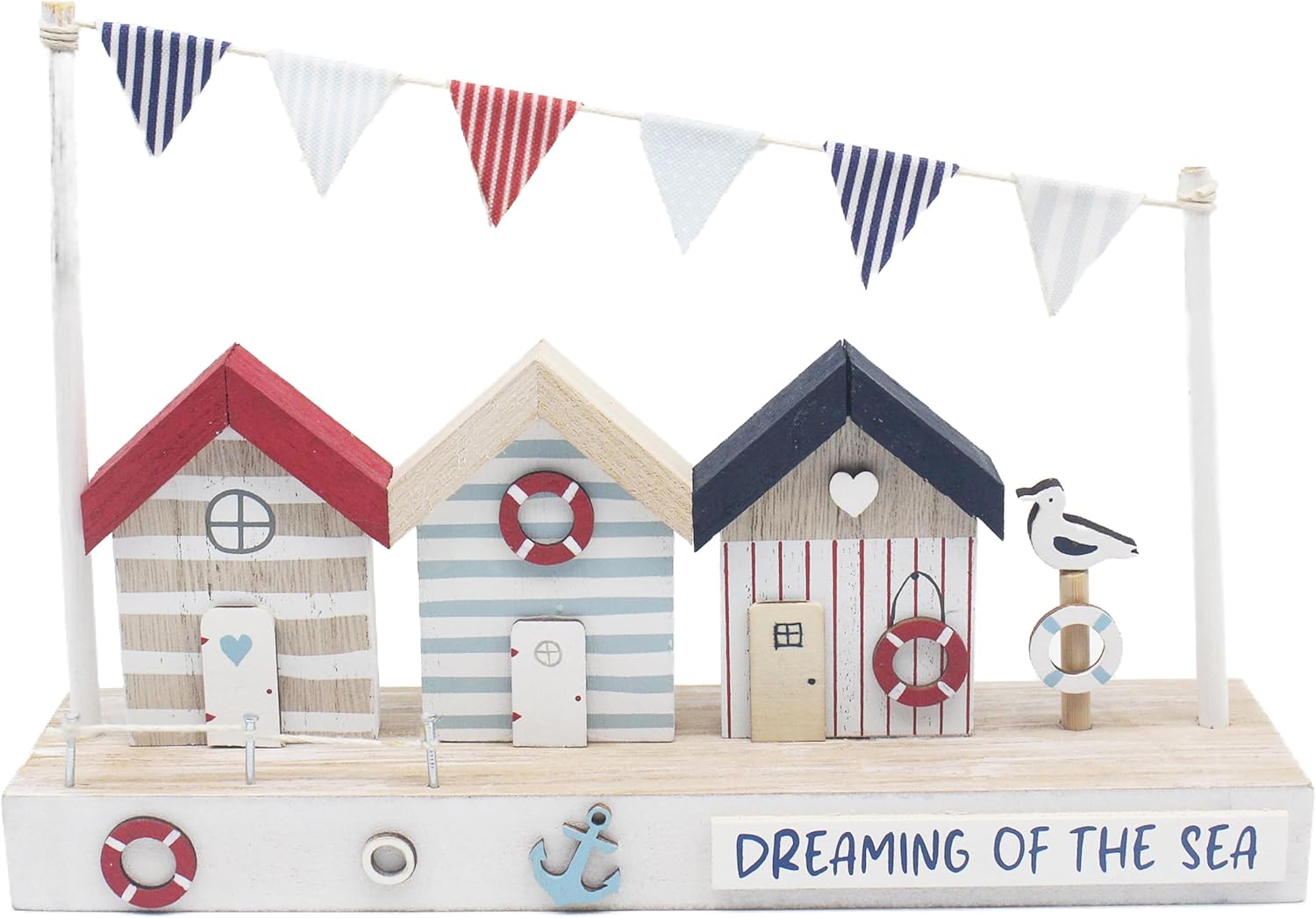 Lesser & Pavey Love & Affection Beach House Wooden Triple Ornaments For Home Decor | Friendship Gifts For Women & Men | House For Shelves & Living Room Accessories | Decorative Home Accessories