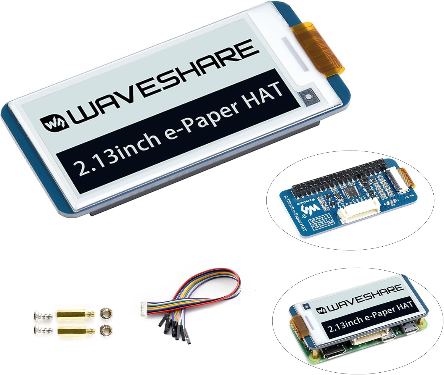 2.13inch E-Ink Display HAT V4 Version, Black/White Two-Color 250x122 Pixel E-Paper Module for Raspberry Pi 5/ 4B/3B+/3B/2B/A+/Zero W/WH/Zero 2 W/Jetson Nano SPI Interface, Support Partial Refresh