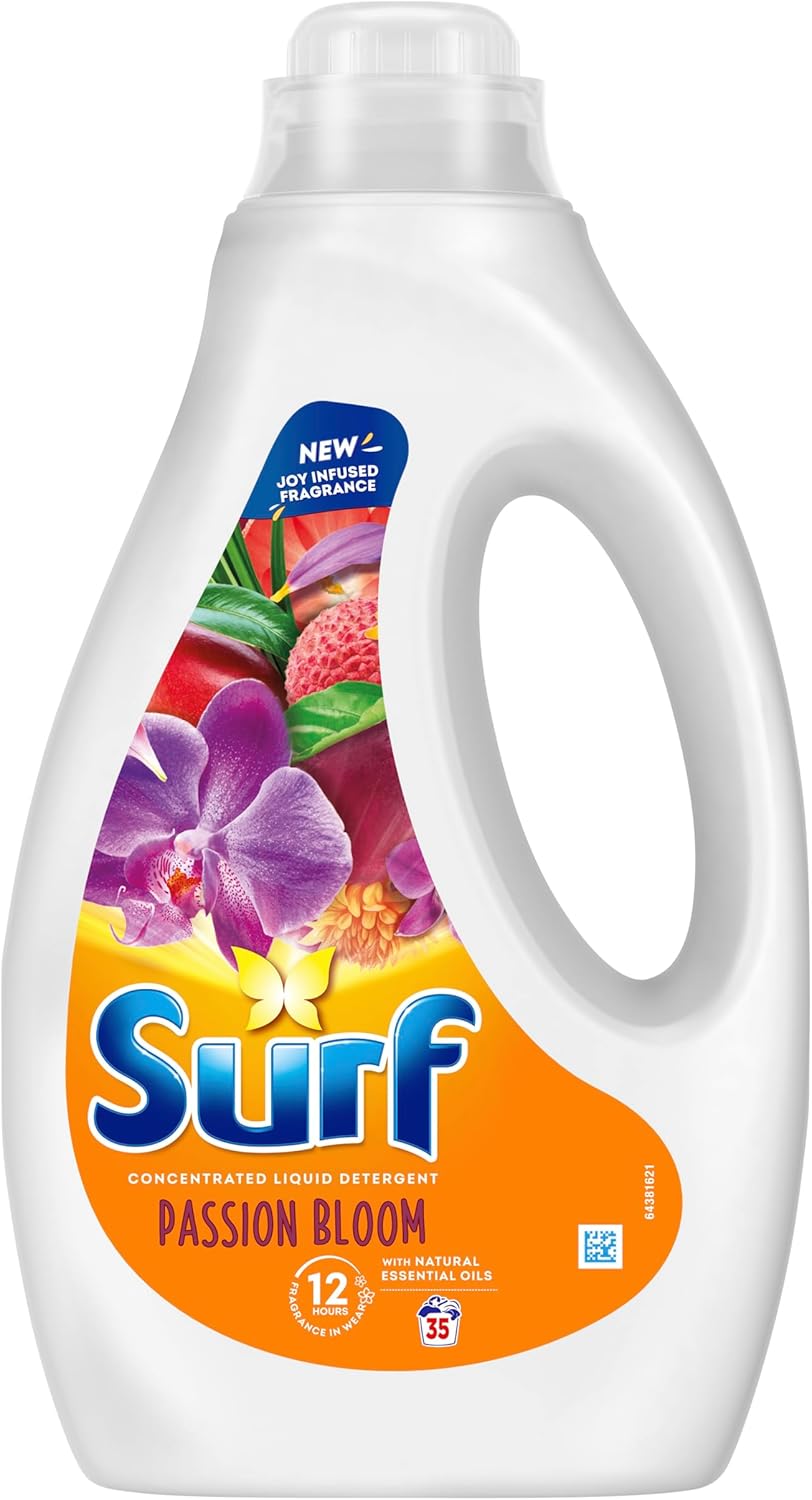Surf Passion Bloom Laundry Washing with a joy-infused fragrance & natural essential oils lasting up to 12 hours in wear Liquid Detergent for brilliantly clean results 35 washes