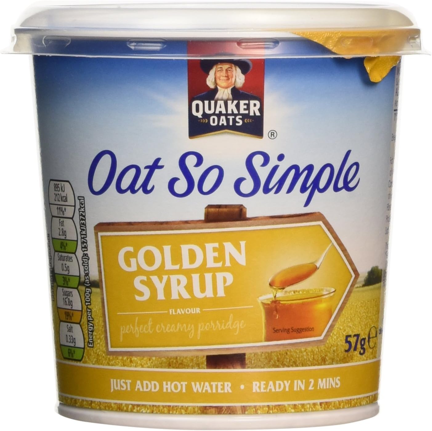 Quaker Oat So Simple Golden Syrup Porridge Pots, 57 g (Pack of 8)