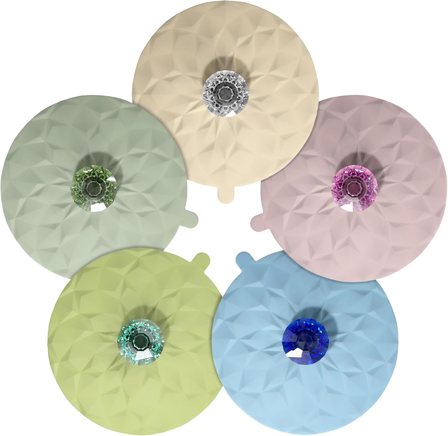 Drink Covers, Silicone Cup Covers, Silicone Lids for Cup, Mug, Wine Glass, Anti-dust Airtight Seal Heat Resistant Mug Lids (Beige-Powder-Blue-Green-Sage)