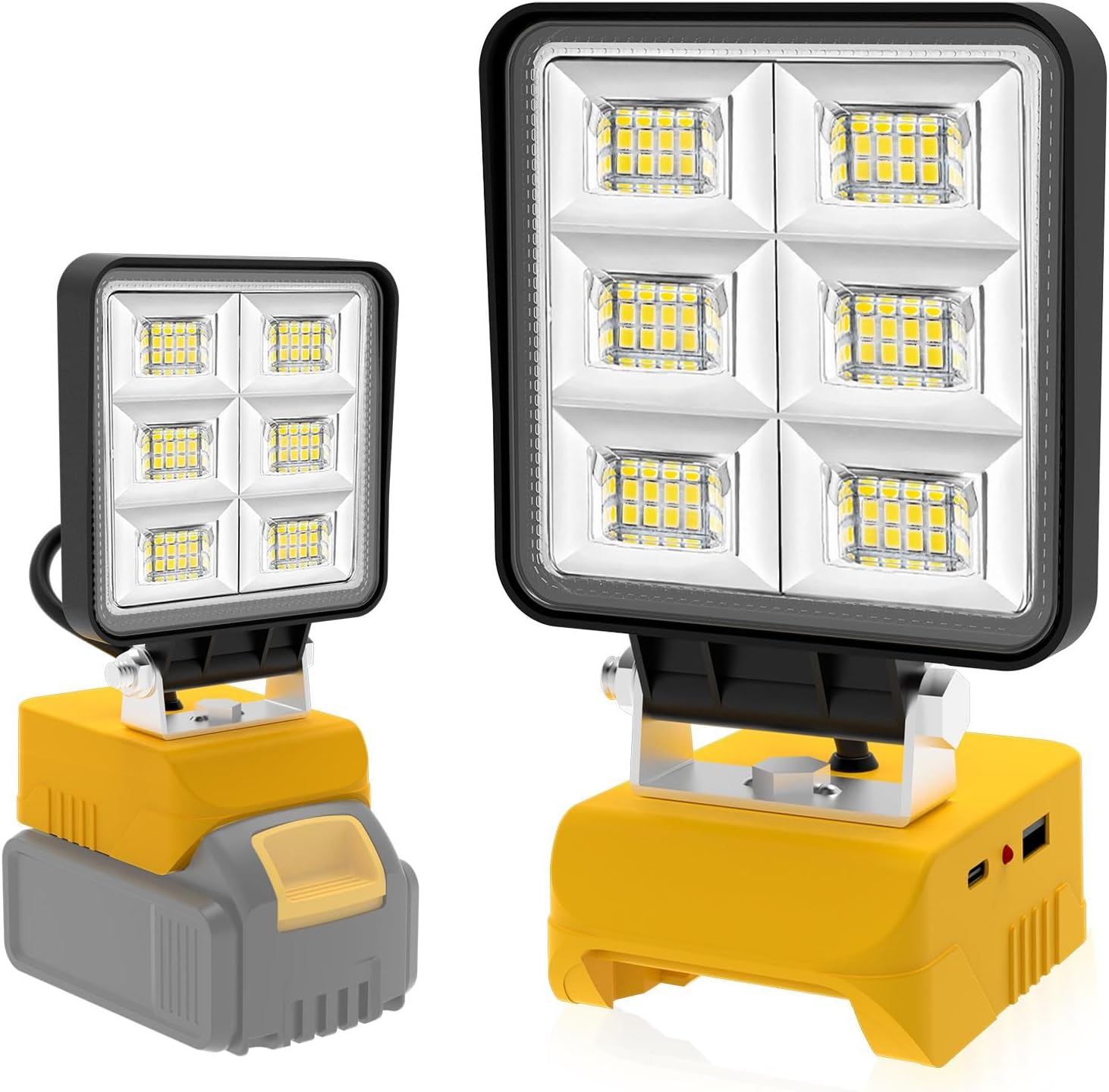T-SUN Cordless LED Work Light for Dewalt 18V/20V Battery, 48W 5200LM Flood Light with Low Voltage Protection & USB-C Charging, Job Site Lighting for Emergency Workshop Garage (No Battery)