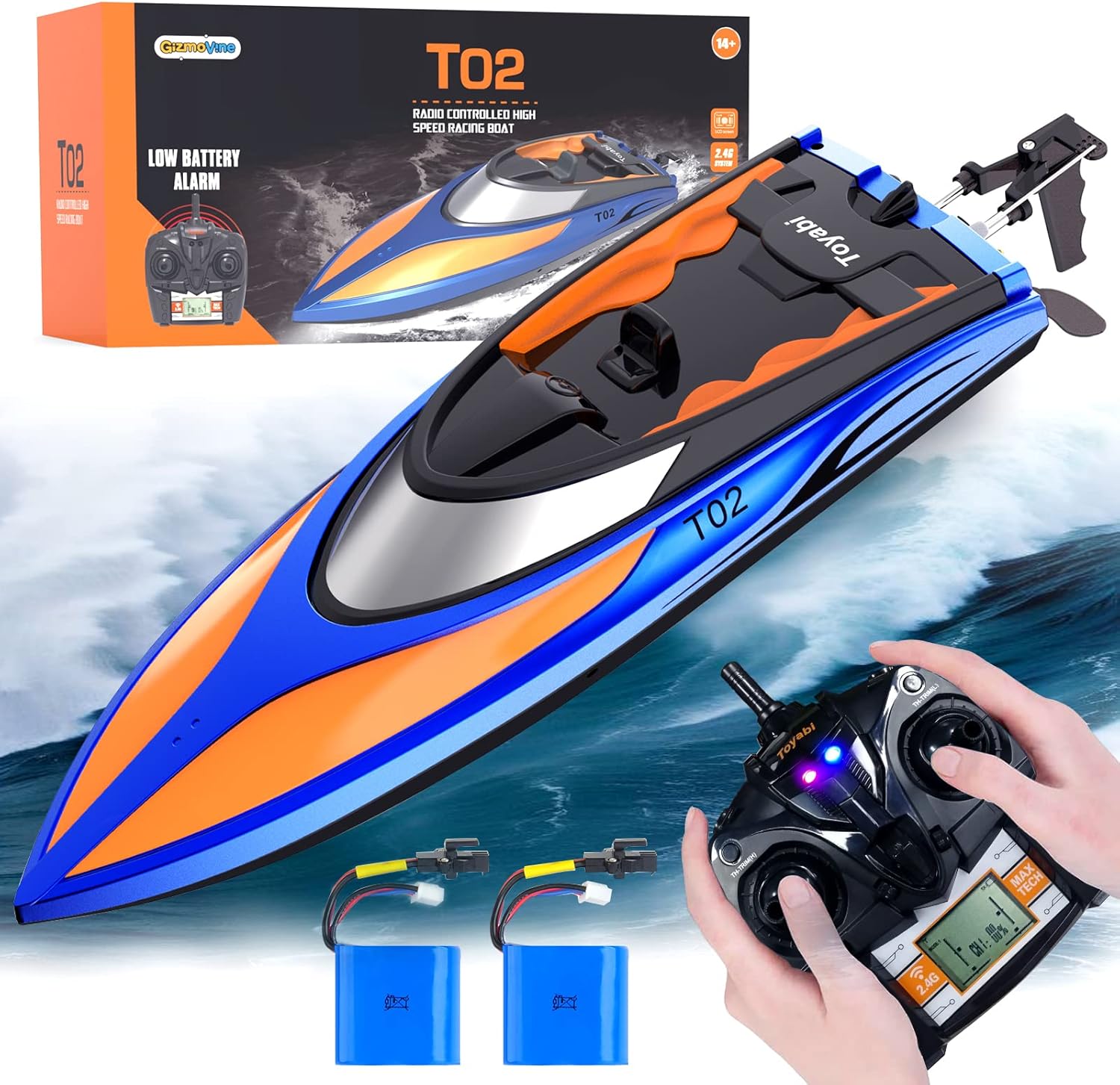 GizmoVine RC Boat, Remote Control Boat for Kids and Adults, 1:36 Model Boat with Rechargeable Battery, 15+ Mph 2.4Ghz Pool/Lake/Pond Racing Watercraft, Support Low Battery Alarm & Self Righting