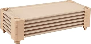 ECR4Kids Stackable Kiddie Cot, Ready-to-Assemble, Standard Size, Classroom Furniture, Sand, 6-Pack