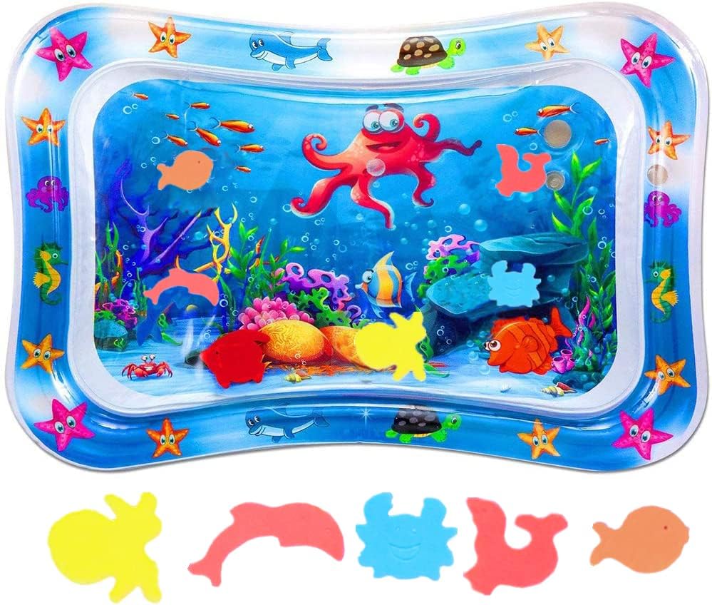BabaBub Tummy Time Mat Inflatable Water Mat Baby Playmat Sensory Toy Development Stimulation Growth Activity Play Centre for Infants & Toddlers 3 to 24 Months Portable Strengthens Neck Girls Boys