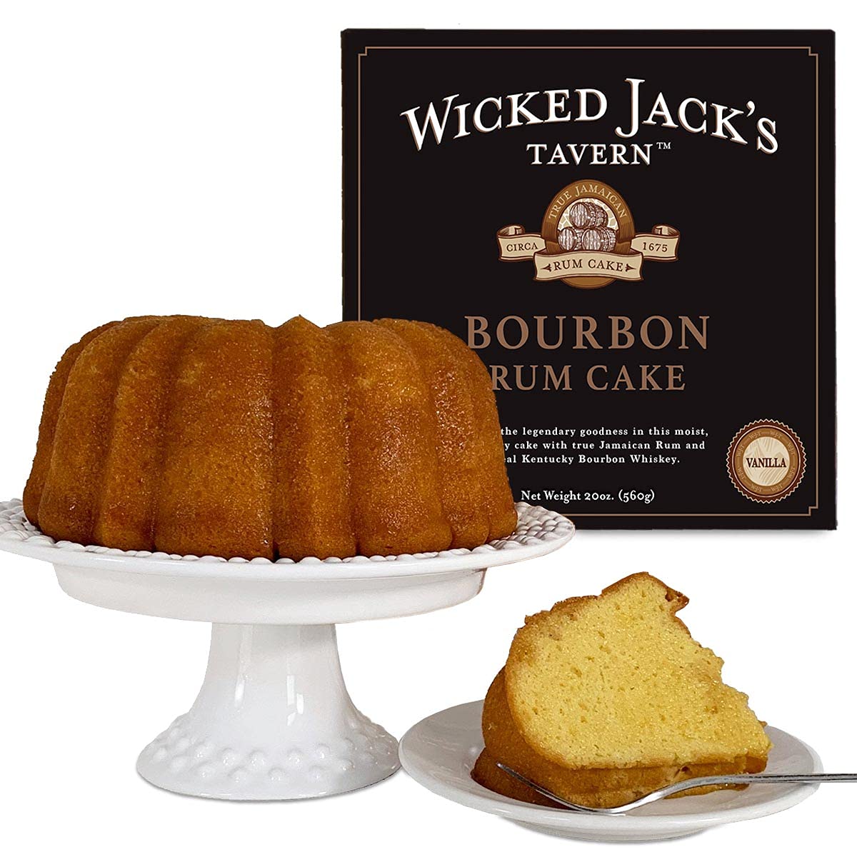 Wicked Jack's Tavern Bourbon Rum Cake | 20 oz for Weddings,Anniversaries and Special Occasions, or Gourmet Gift Baskets | Cakes For Delivery | Liquor & Spirits Bakery & Dessert Gifts