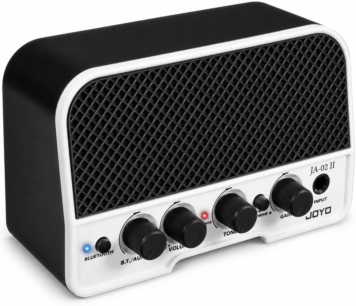 JOYO 5W Mini Guitar Amp Portable Electric Guitar Practice Amplifier with Bluetooth 5.0, Clean/Overdrive Channels, Rechargeable Battery, AUX & Headphone Out (JA-02 II Black)