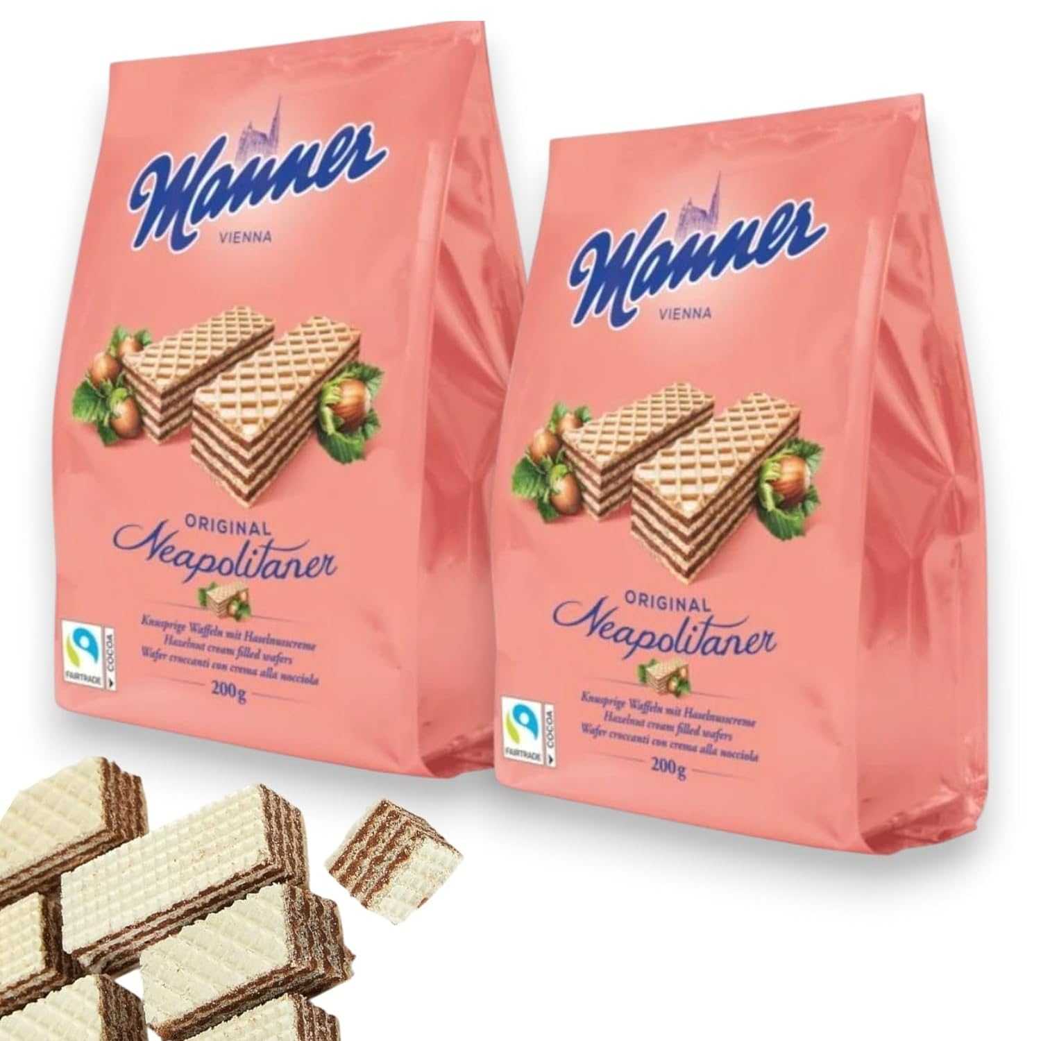Manner Original Neapolitan Wafers – Delicious Hazelnut Wafers with Creamy Hazelnut Filling for Ideal Snack – Enjoy Healthy Snacks Anytime with 200g of Irresistible Wafer Goodness
