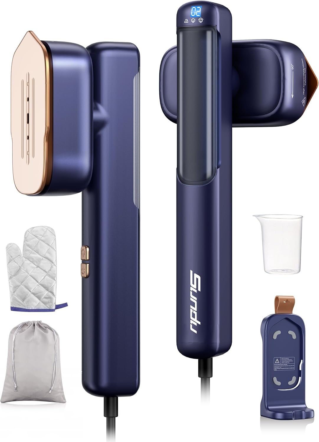 Sundu Clothes Steamer, Worldwide Voltage 110-240V, Handheld Clothes Steamer with LED Display, 2-in-1 Travel Iron with 2 Iron Temperatures, 4 Steam Modes, Steamer Clothing, Suitable for Travel and Home