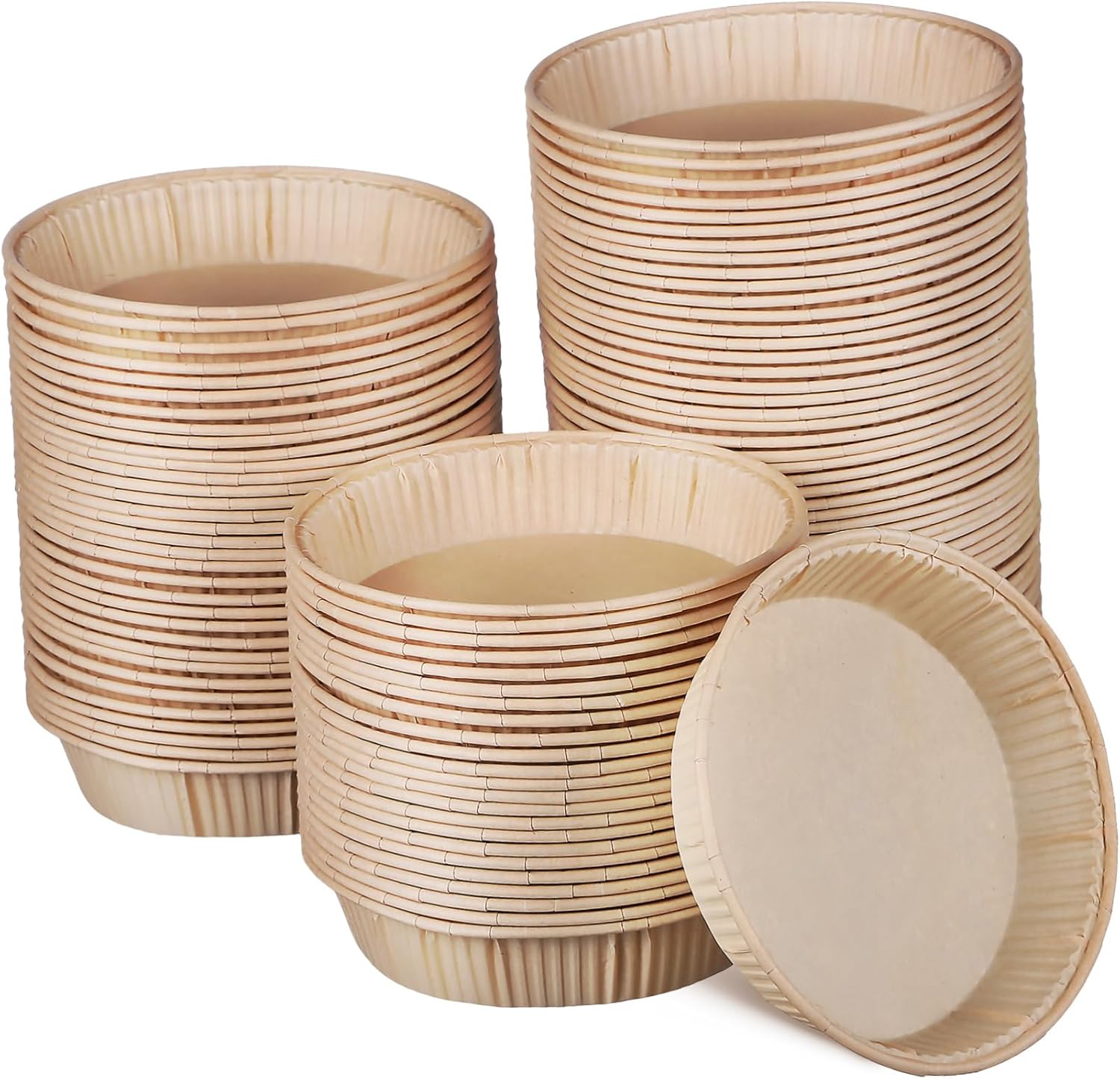 Amosfun 100pcs Mini Tart Pans Baking Round Bottom Small Tart Tray for Oven Microwave Safe