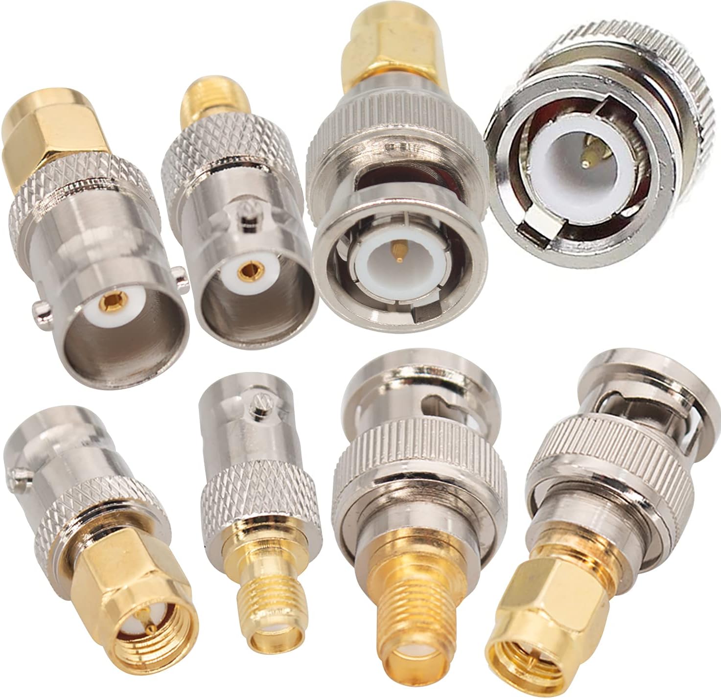 Fanbalunke SMA to BNC Kits 2 Sets 8 Pcs RF Coaxial Adapter Connector Male Female Coax Connector BNC to SMA Male Female