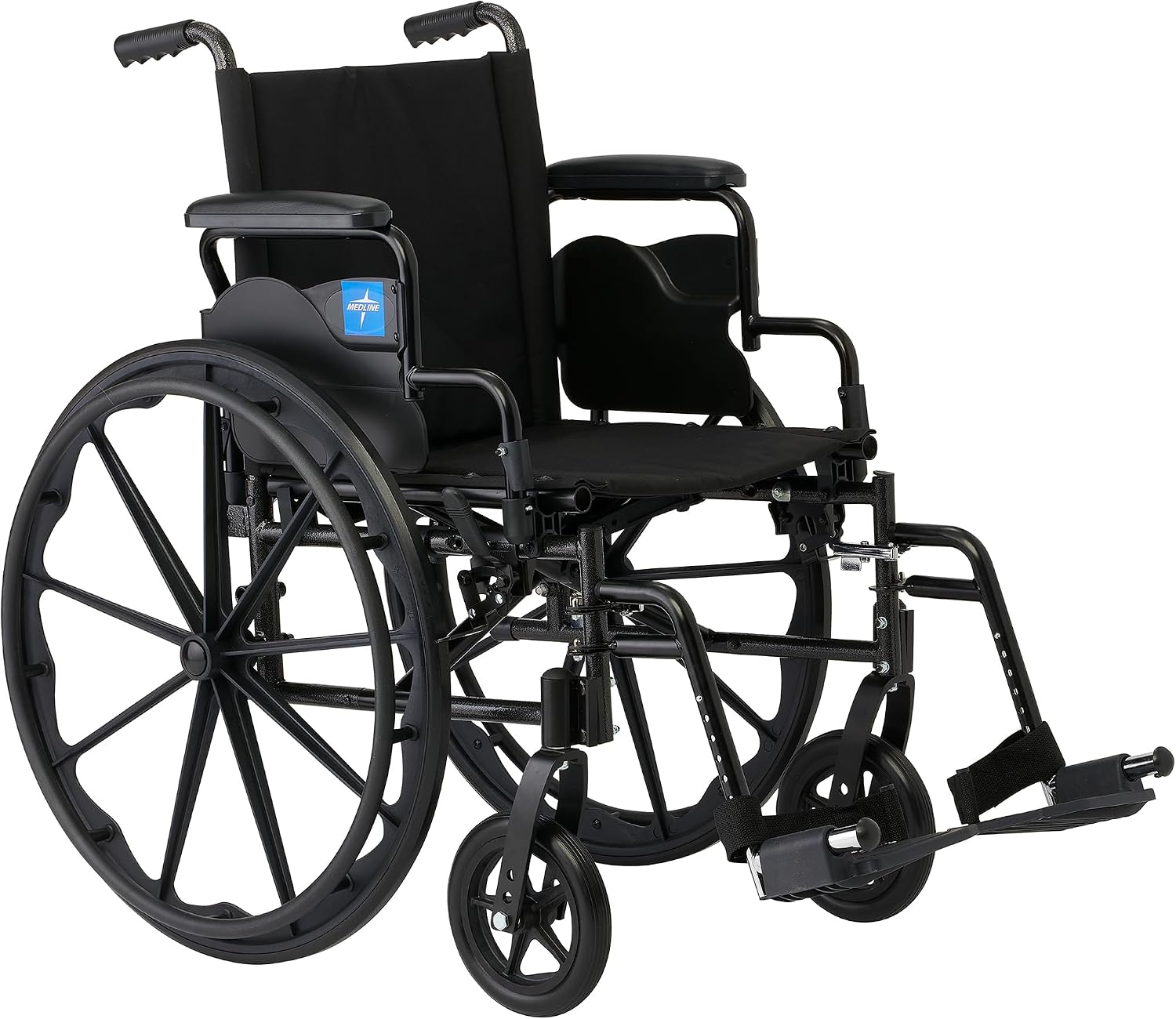 Medline 18” Foldable K4 Wheelchair with Swing-Back Desk-Length Arms & Swing-Away Footrests, 300 lbs. Capacity, Transport Chair for Adults & Seniors