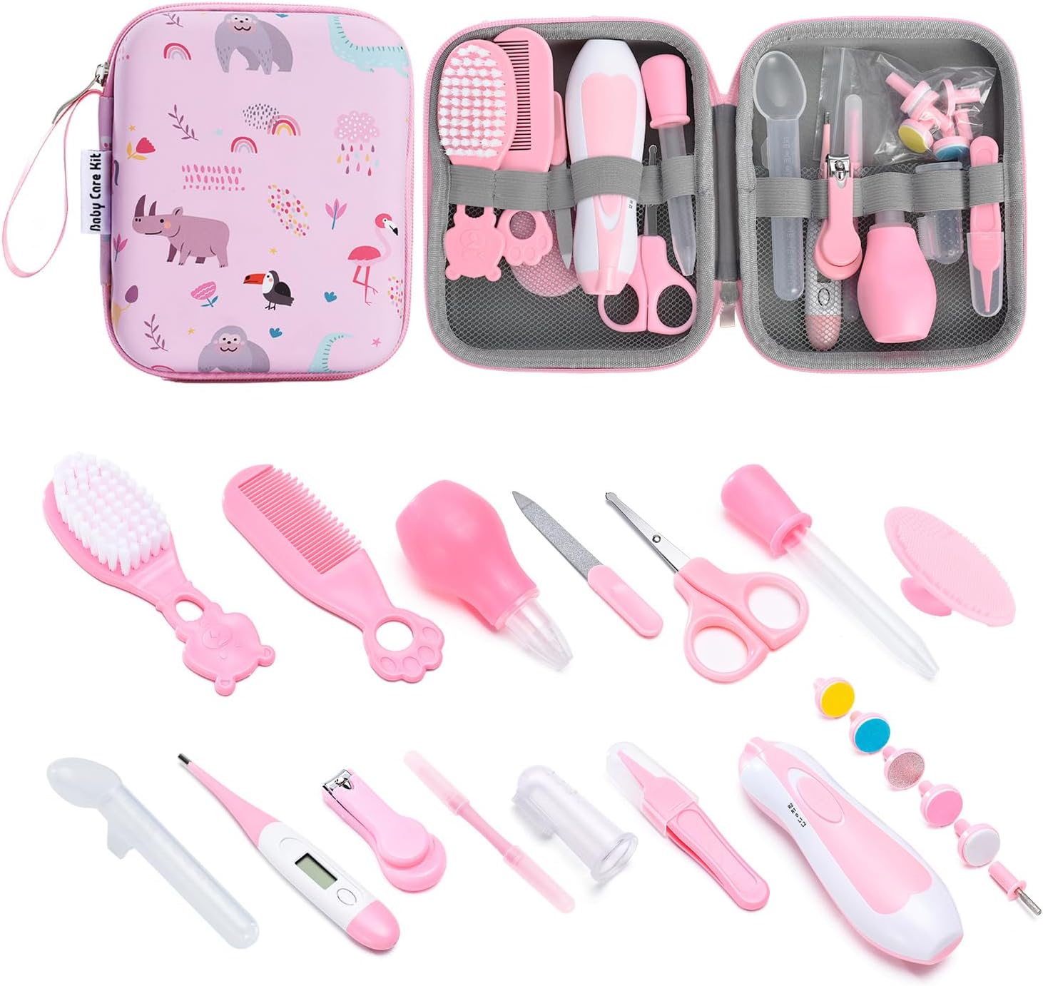 20Pcs Baby Healthcare and Grooming Kit, Safety Newborn Nursery Care Set with Hair Brush Comb, Nail Clipper, Thermometer, Pacifier Clip, Baby Registry Search, Newborn Essentials for Girls and Boys
