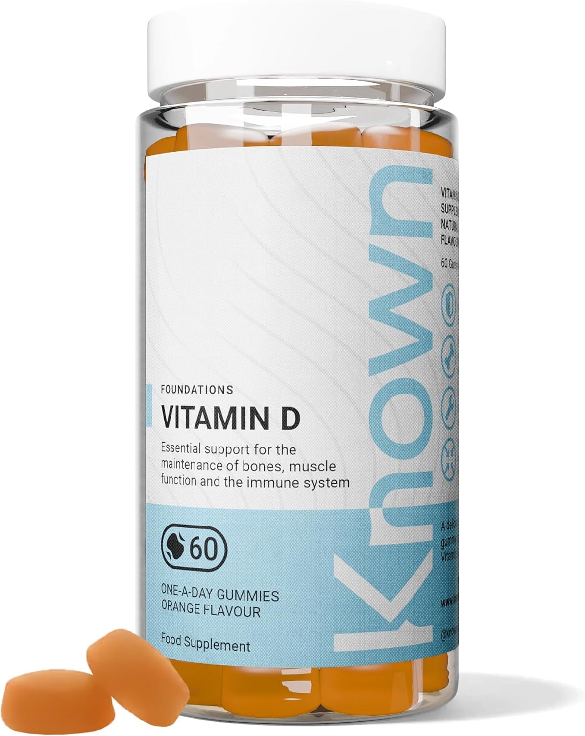 Known Tasty Vitamin D Gummies - 25μg Vitamin D3 for Immune & Bone Health - Natural Orange Flavour - 60 Gummies, 2 Month Supply
