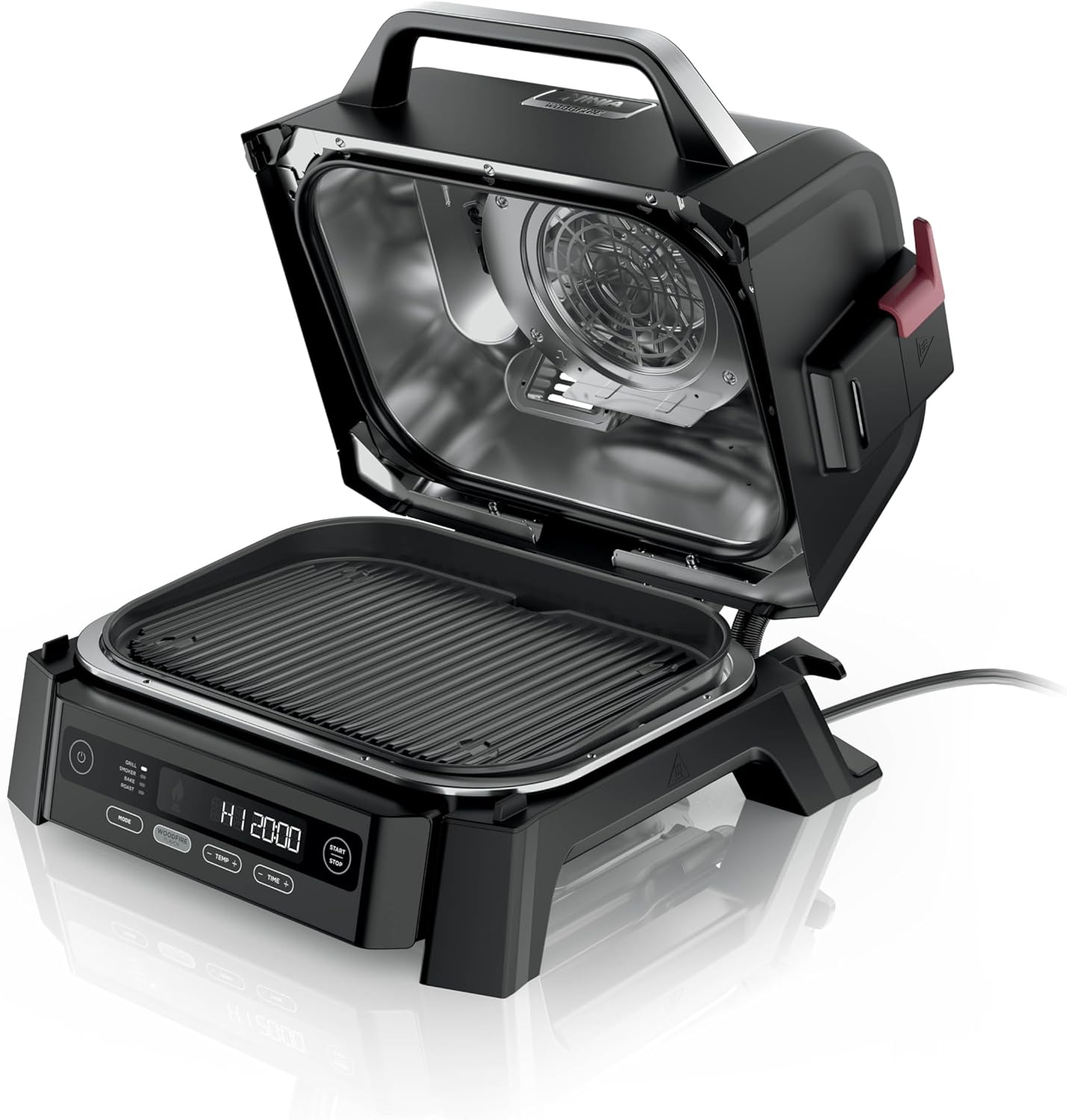 Ninja Woodfire Outdoor Grill & Smoker, 4-in-1 Functionality, Grill, Smoke, Bake, Roast, Authentic Woodfire Flavors, Electric Heat, OG301