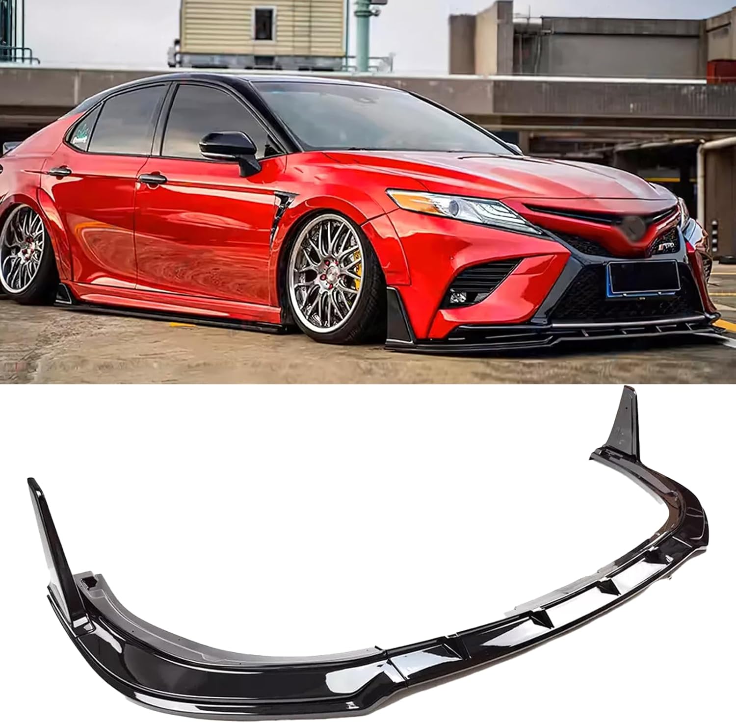 Front Lip Spoiler for Toyota Camry SE XSE 8 8.5th 2018 2019 2020 2021 2022 2023 2024 Air Dam Yofer Style V2 Winglet Lower Chin Bumper Spoiler Splitter Protection Body Kit (Glossy Black)