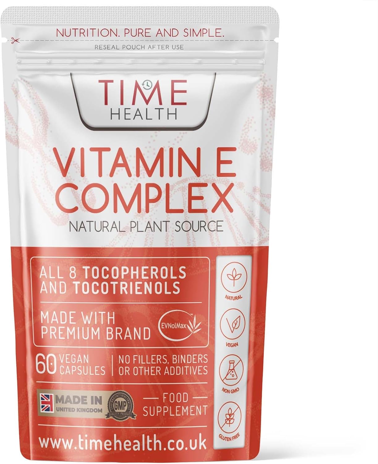 Vitamin E Complex - All 8 E Tocopherols & Tocotrienols - 60 Pullulan Capsules - Plant-Based & Whole Food - Orangutan Friendly - Vegan - No Fillers, Binders or Flow Agents (60 Capsule Pouch)