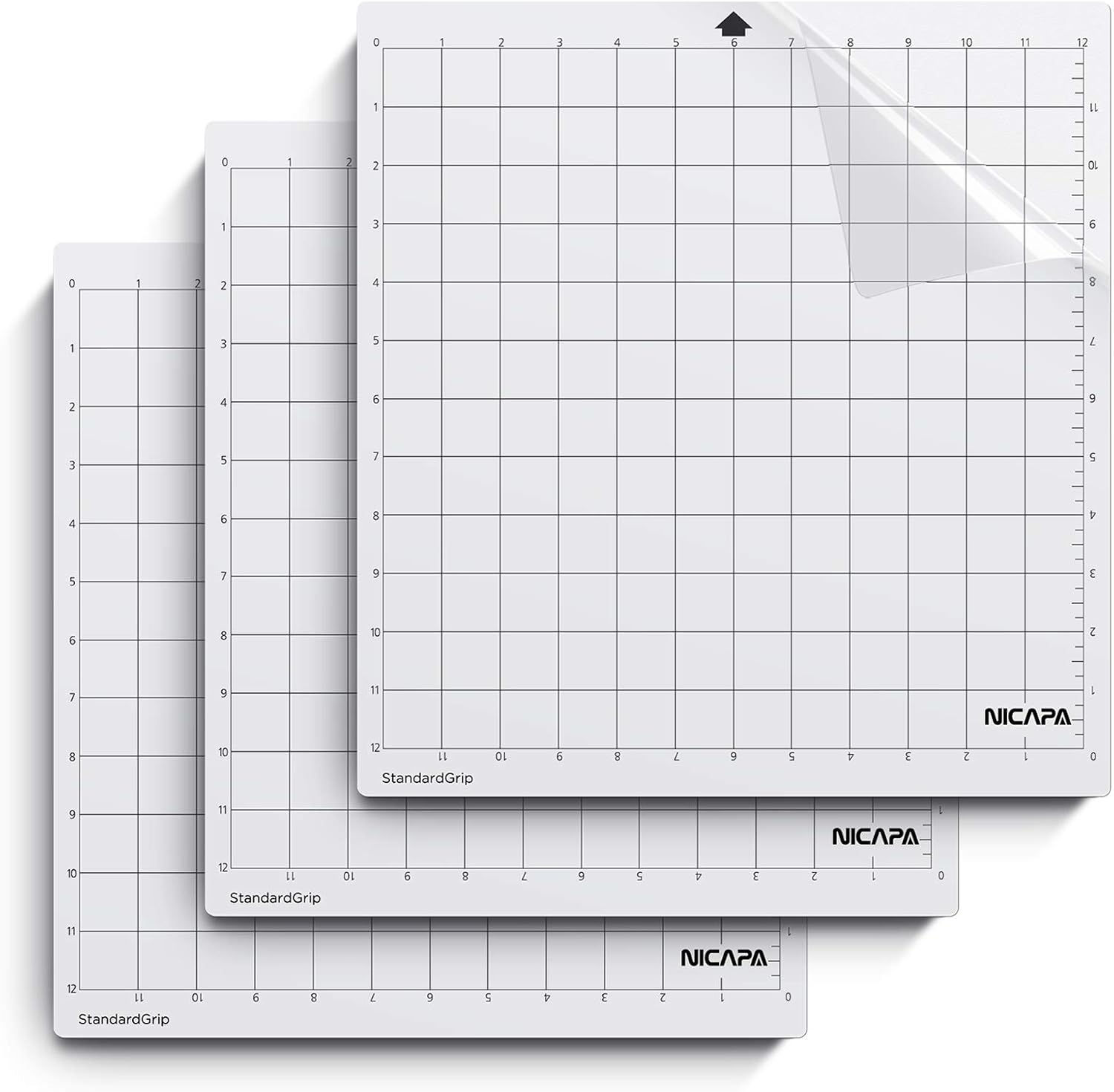 Nicapa StandardGrip Cutting Mat for Silhouette Cameo 4/3/2/1 (12x12 inch,3 pack) Standard Adhesive Sticky Quilting Cut Pads Replacement Accessories for Silhouette Cameo