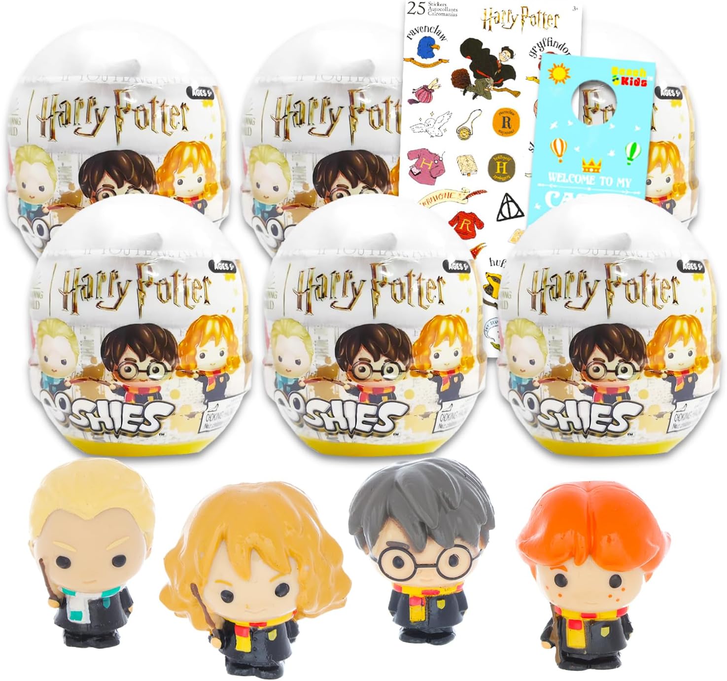 Harry Potter Blind Ball Mini Figures Party Favor 6 Pack - Bundle with 6 Harry Potter Ooshies Capsule Mystery Figures Plus Stickers, More | Wizarding World Mystery Toys for Kids