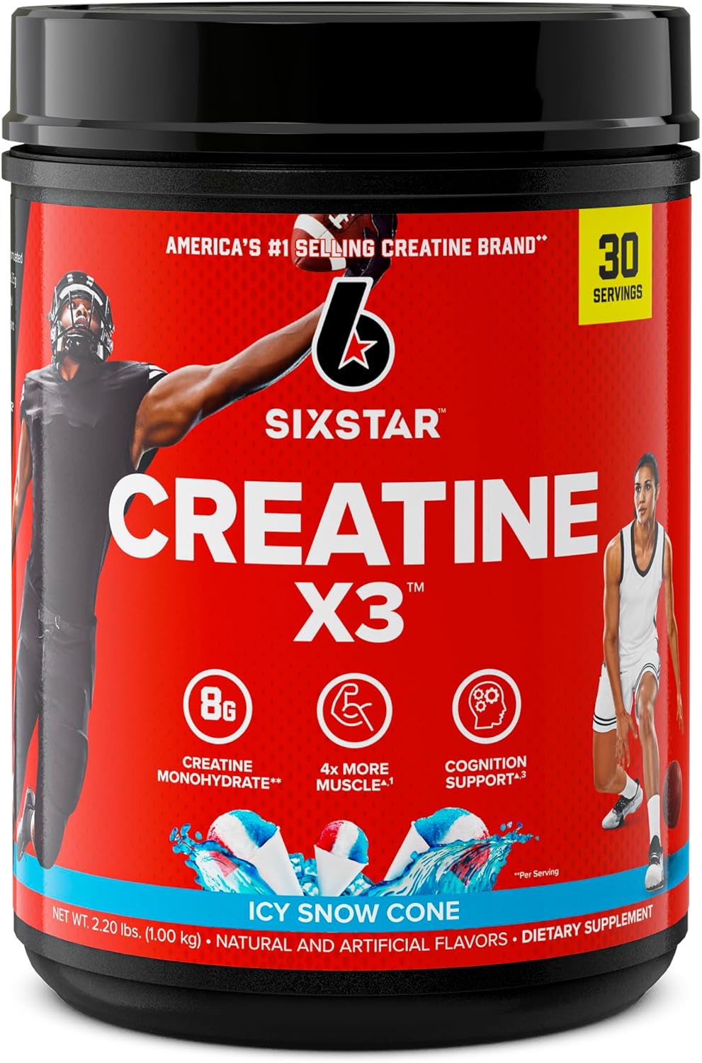 Six Star Creatine Powder Creatine X3 | Creatine HCl + Creatine Monohydrate Powder |Muscle Recovery Workout Supplement | Creatine Supplements | ICY Snow Cone (30 Servings)