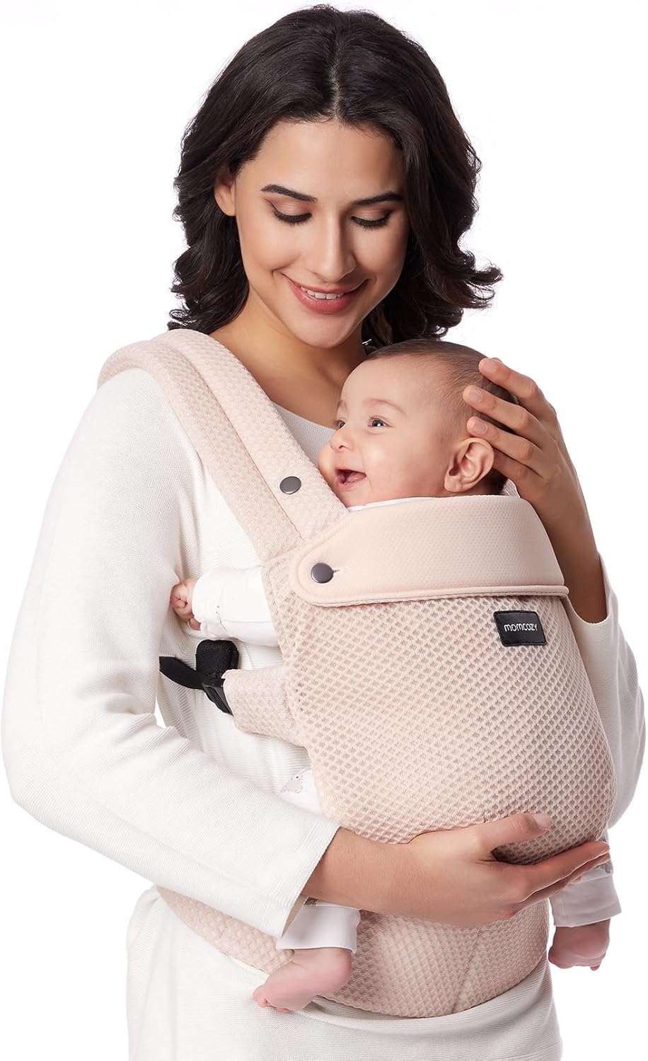 Momcozy Breathable Mesh Baby Carrier, Ergonomic and Lightweight Carrier for 3-24 Months with Enhanced Lumbar Support, All Day Comfort for Hands-Free Parenting, Air Mesh-Pink