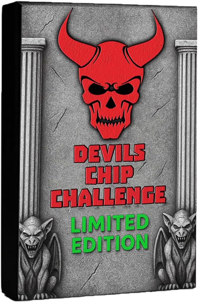 DEVILS CHIP CHALLENGE ® - Limited Edition World Hottest Chip with Carolina Reaper and Natural Flavour - Vegan Hottest Chip Challenge for Friends and Family Gatherings/Halloween/Parties
