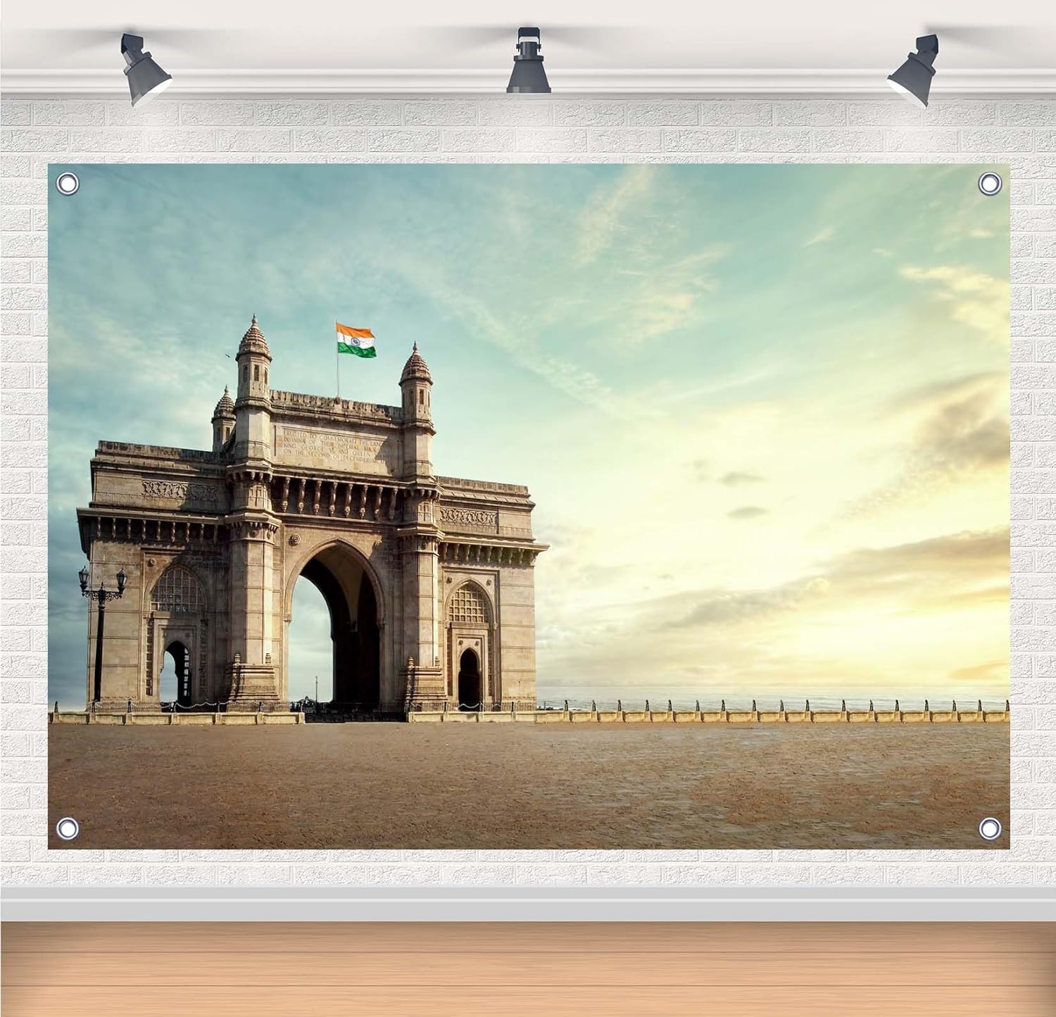5x4ft Fabric India Gate Backdrops Banner Gateway of India Mumbai Photography Backgrounds Indian Landmark Backdrops for Indoor Outdoor Holiday Parties Decor Banners Photo Studio Props