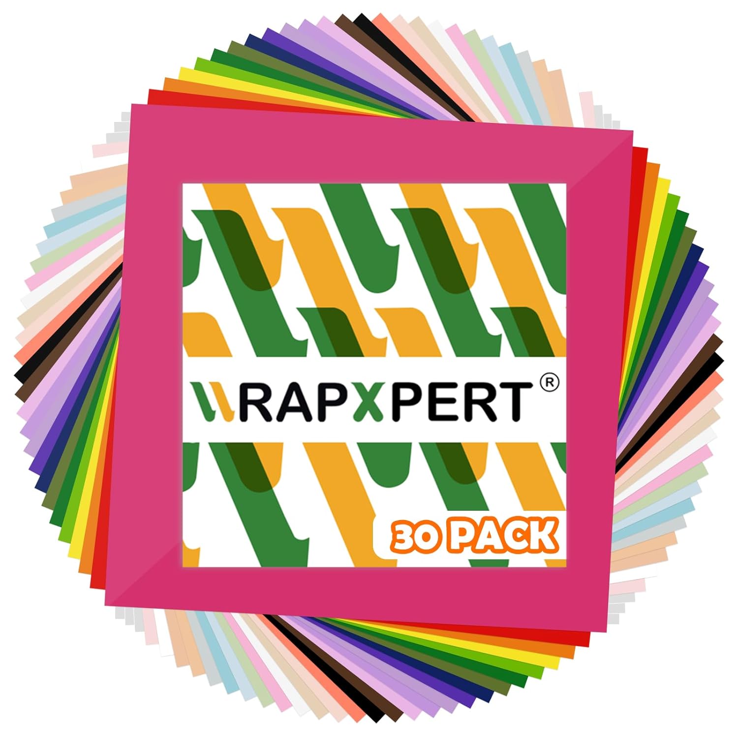 WRAPXPERT Super Glossy Adhesive Vinyl Sheets Pastel Colors Permanent Ashesive Vinyl 12"x12" 30 Sheets Self-Adhesive Craft Vinyl for DIY Projects,Scrapbooking