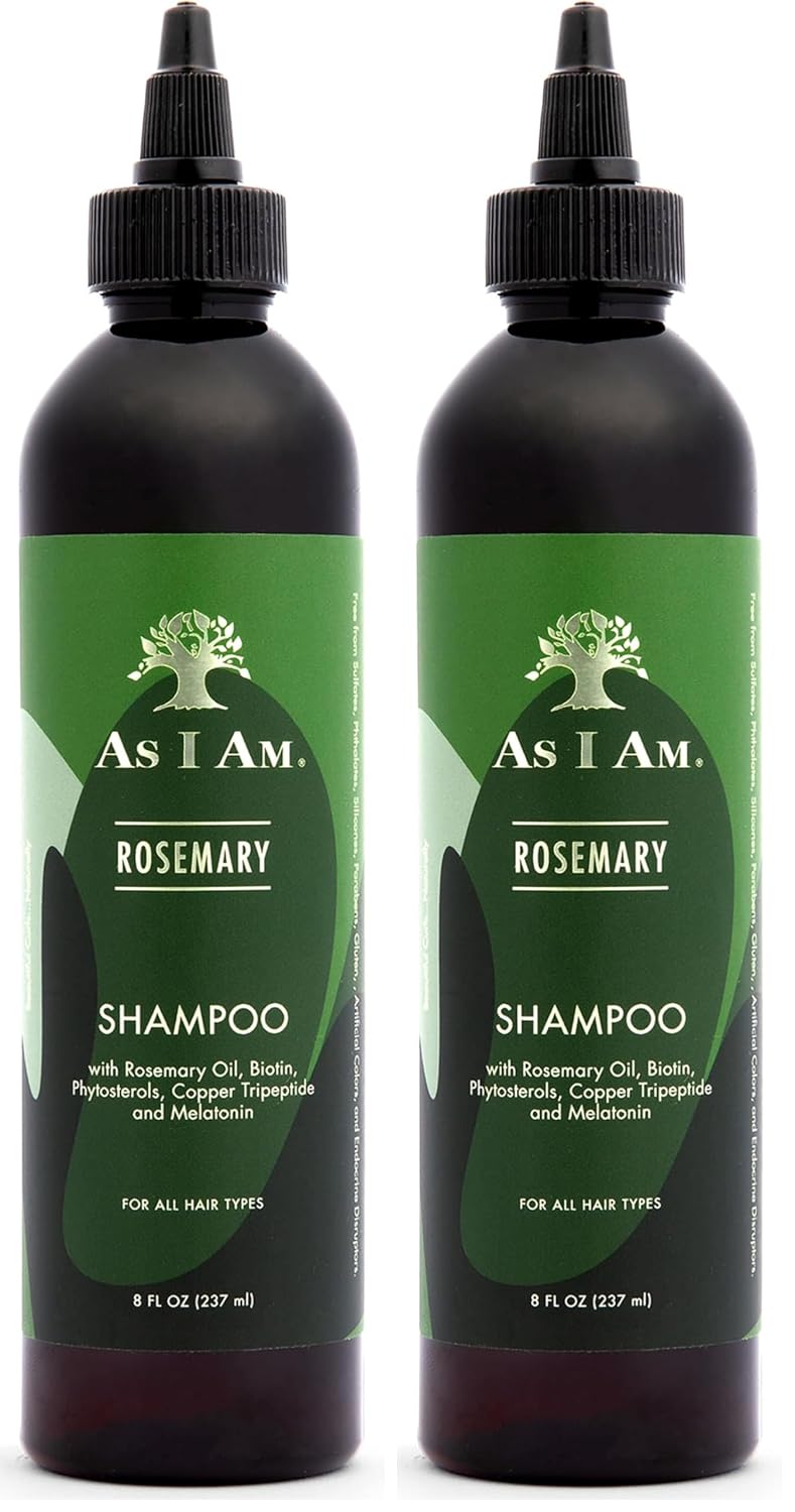 As I Am Rosemary Shampoo 8 oz - Scalp Treatment for Hair Density - with Biotin & Saw Palmetto (Pack of 2)