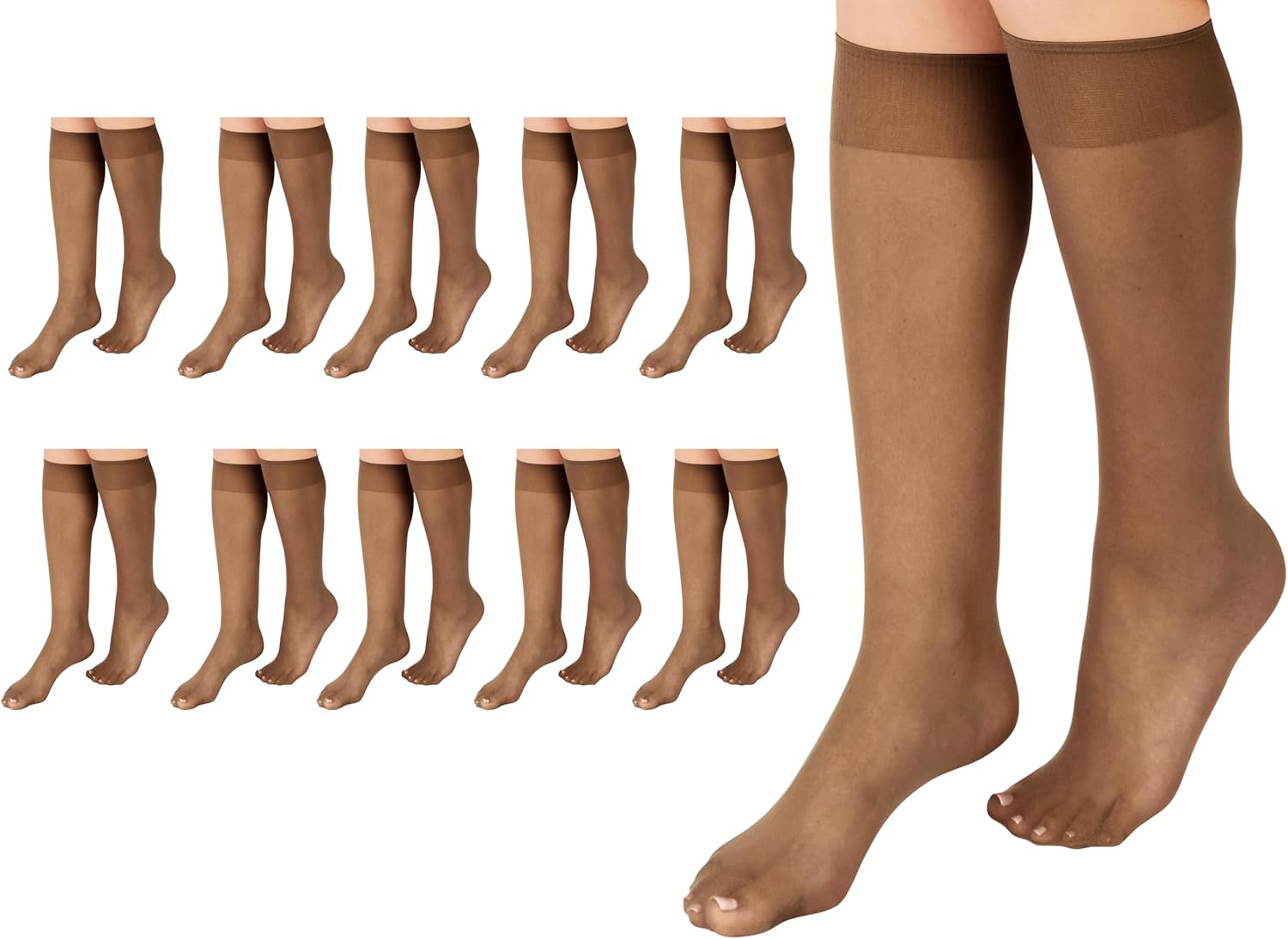 L'eggs Everyday Women's Knee-Highs, Sheer Toe, 100% Nylon, One Size