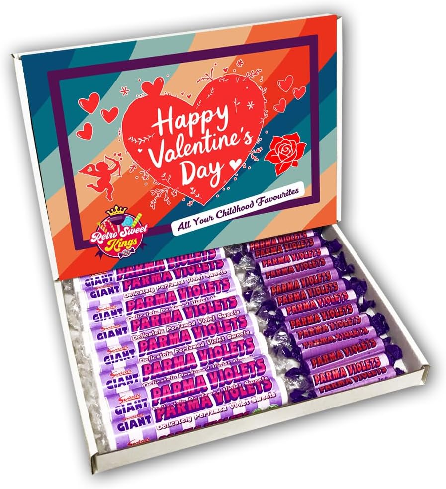 Parma Violets Happy Valentines Day Sweets Gift Box Hamper (RETRO VALENTINES FRONT)