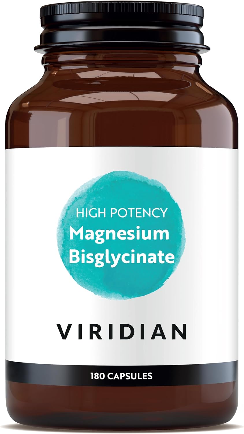 Viridian - High Potency Magnesium Bisglycinate - 180 Capsules – 200mg Per 2 Capsules – High Bioavailability Formula – Vegan Food Supplement with 100% Active Ingredients