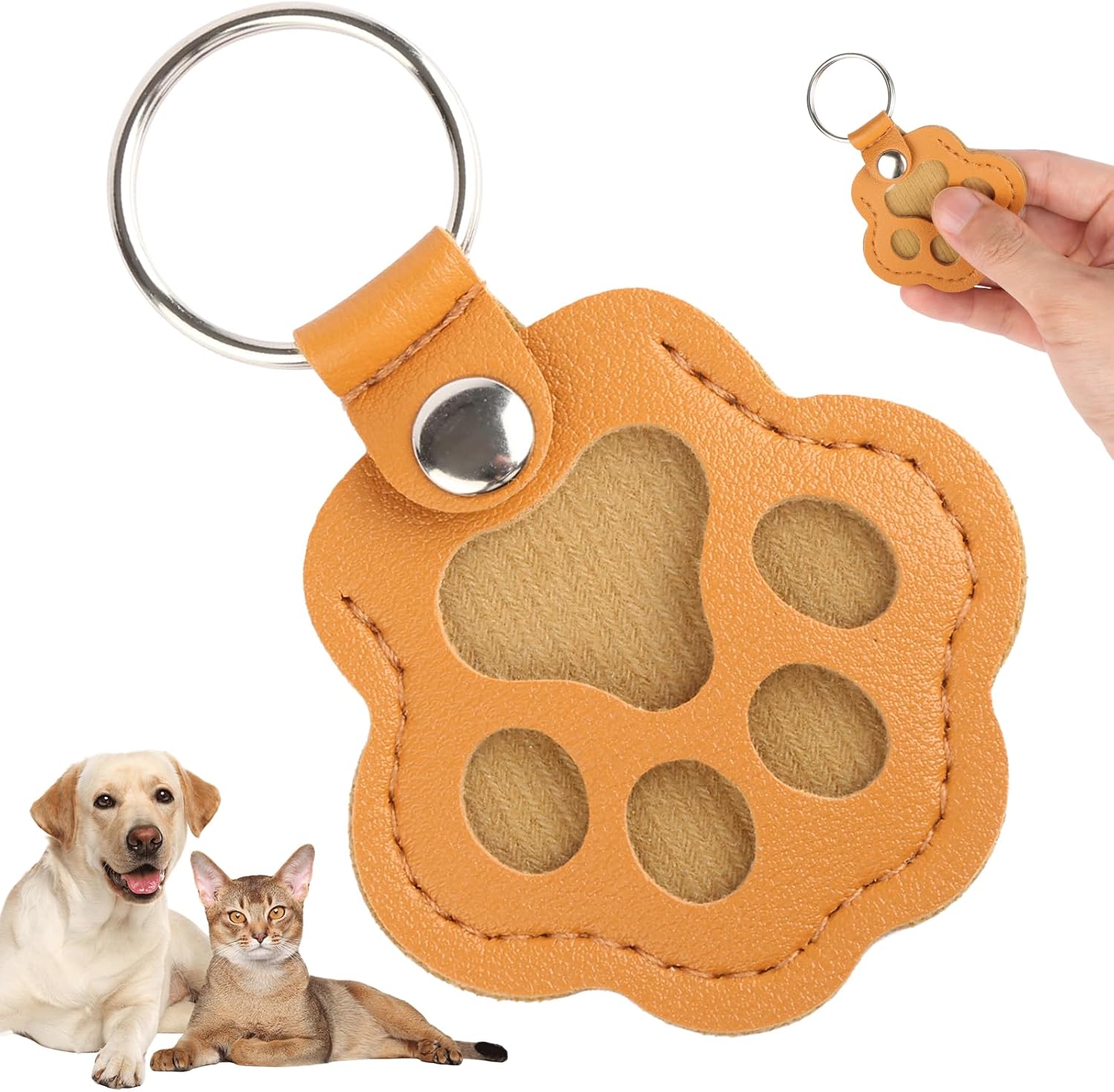 Pet Fur Storage Keychain for Dog,Pets Hair Storage Keepsake,Cute Leather Paw Keychain Dog Cat Fur Keepsake Keyring,Pet Memorial Gifts for Bag Purse Paw Charm Key Holder 1Pcs