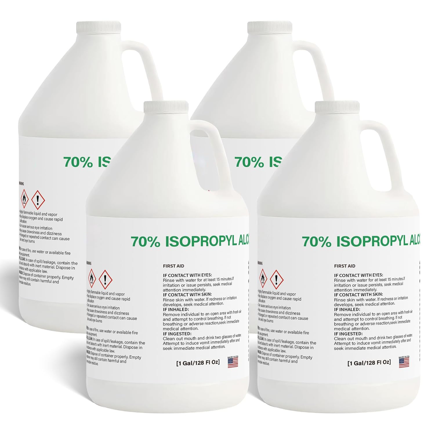 Isopropyl Alcohol 70% | 70 Percent Rubbing Alcohol |High Purity Multipurpose Cleaner and Solvent - Home, Labs, Commercial Use | 4 Gallon | USP Grade