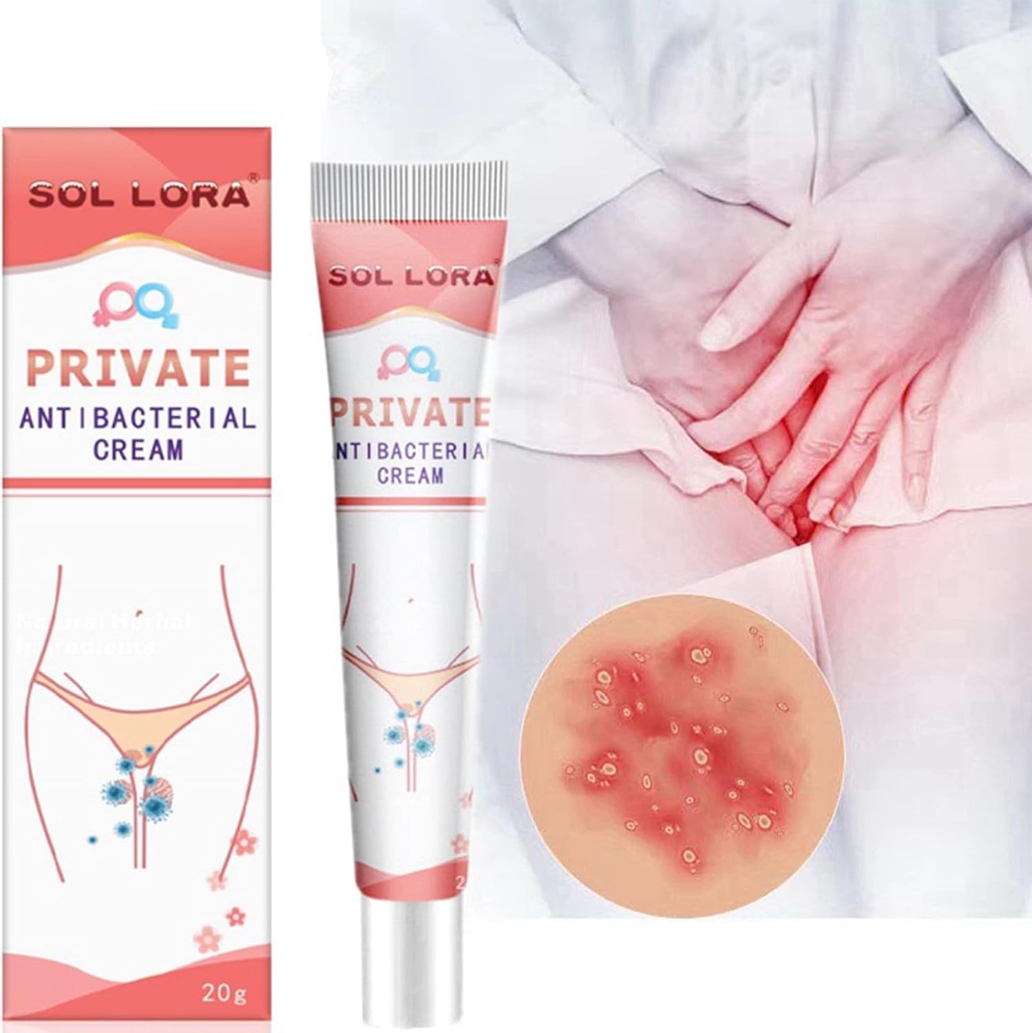 Antibacterial Cream for Private Parts, Ladies' Inguinal Antifungal, Deodorizing Antifungal, Deodorizing Antifungal Cream, 20g Female External