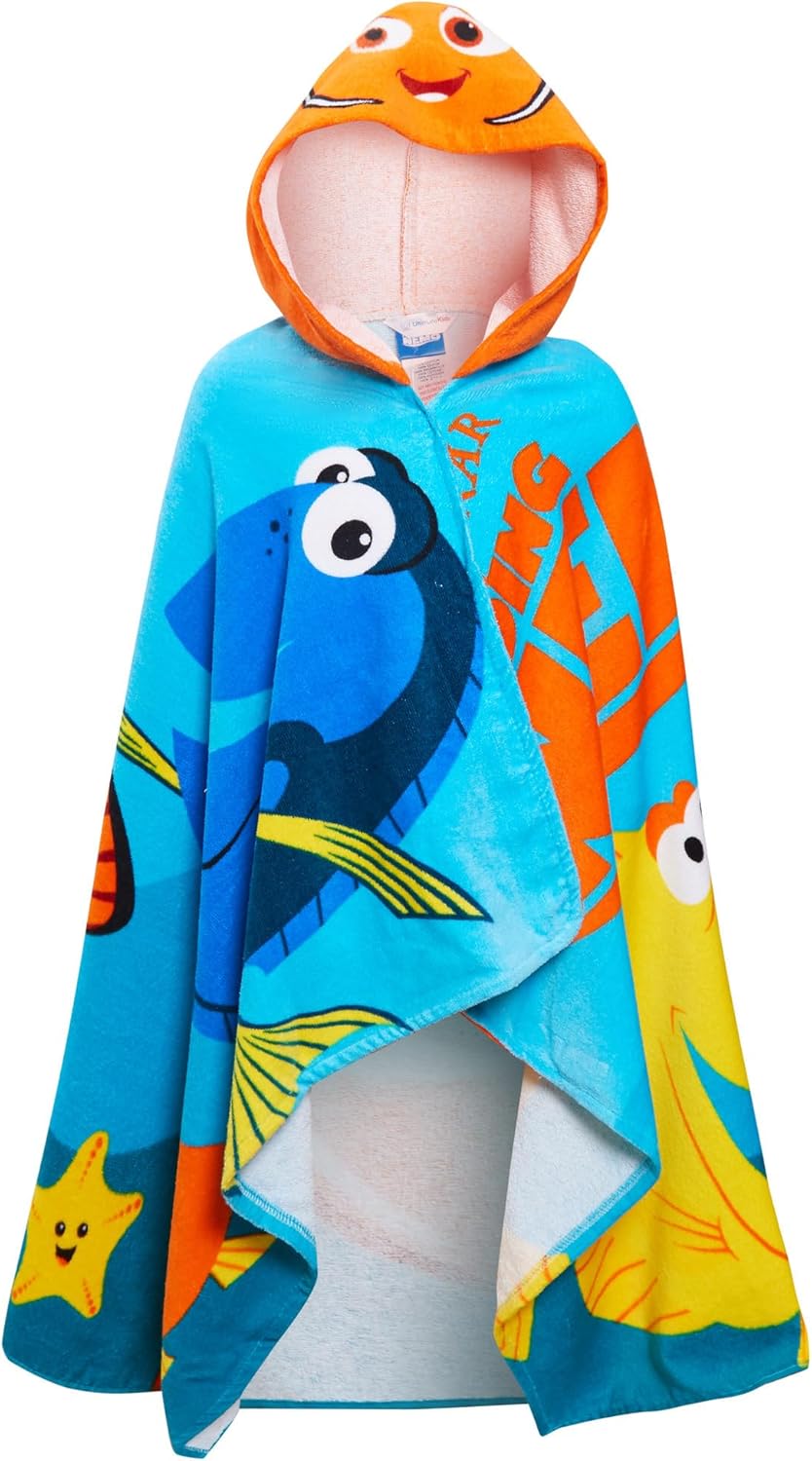 Disney Finding Nemo Hooded Towel 100% Cotton Kids Dress Up Poncho Beach Bath Towel Swimming Wrap