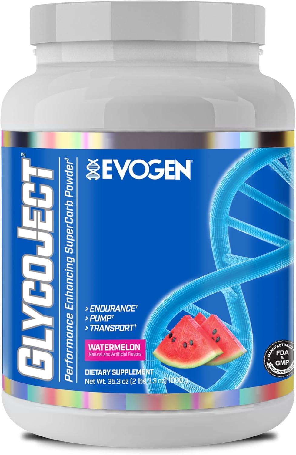 Evogen GlycoJect - Super Carb Powder | Rapid Absorption for PreWorkout | Carbohydrate Powder for Endurance | Post-Workout or Pre Workout Powder for Men & Women | Watermelon | 37 Servings