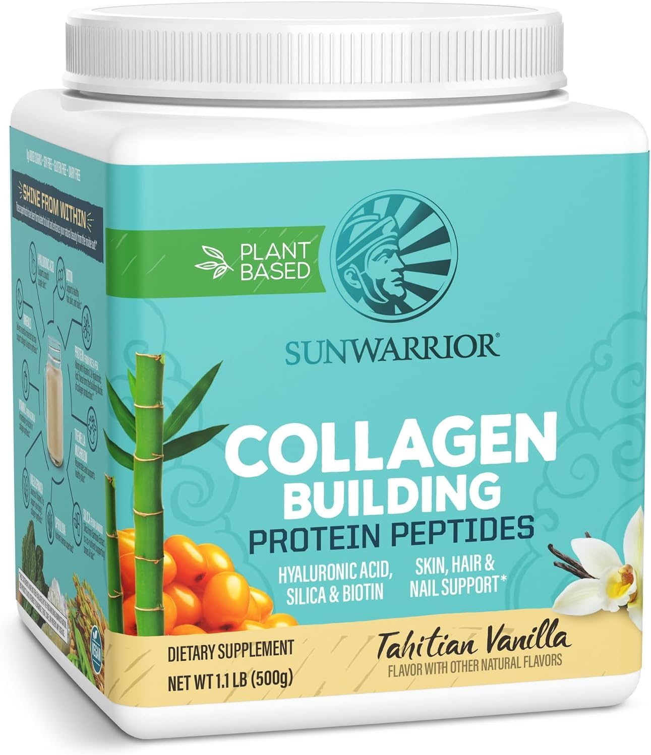 Sunwarrior Collagen Building Protein Peptides, Tahitian Vanilla, 500 g