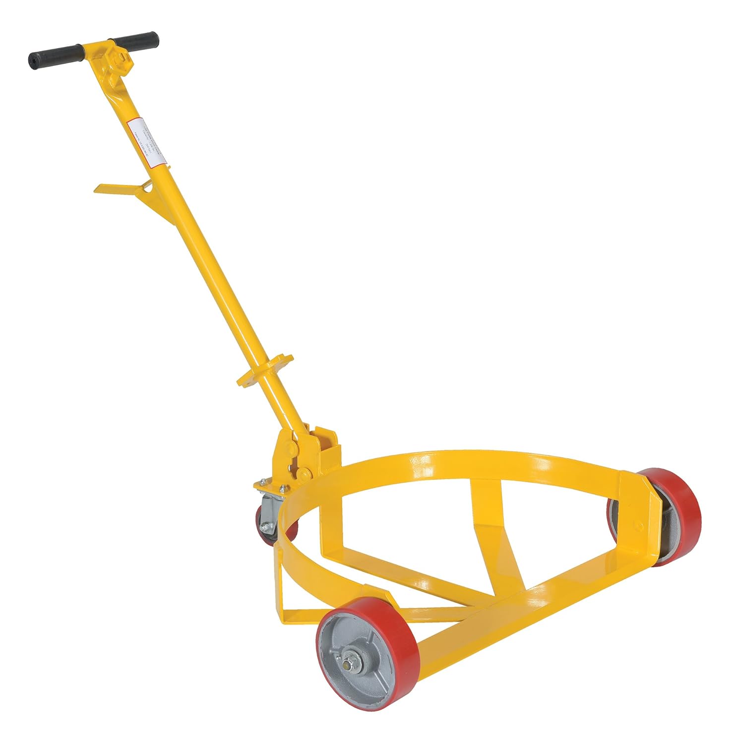 Vestil LO-DC-PU Lo-Profile Drum Caddie with Bung Wrench Handle and Poly-on-steel Wheel, Steel, 21-5/8" Length, 31-5/8" Width, 37-5/8" Height, 1200 Capacity, Yellow
