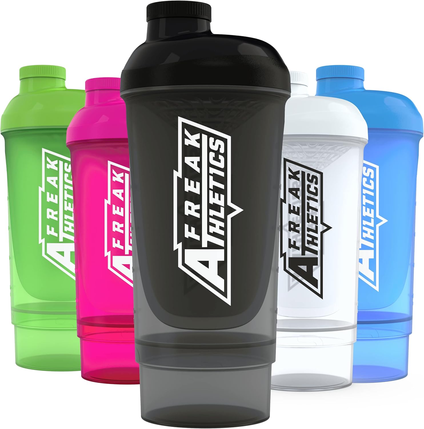 Protein Shaker Bottle with Storage 500ml - Shaker for Protein Shakes (Black Transparent)