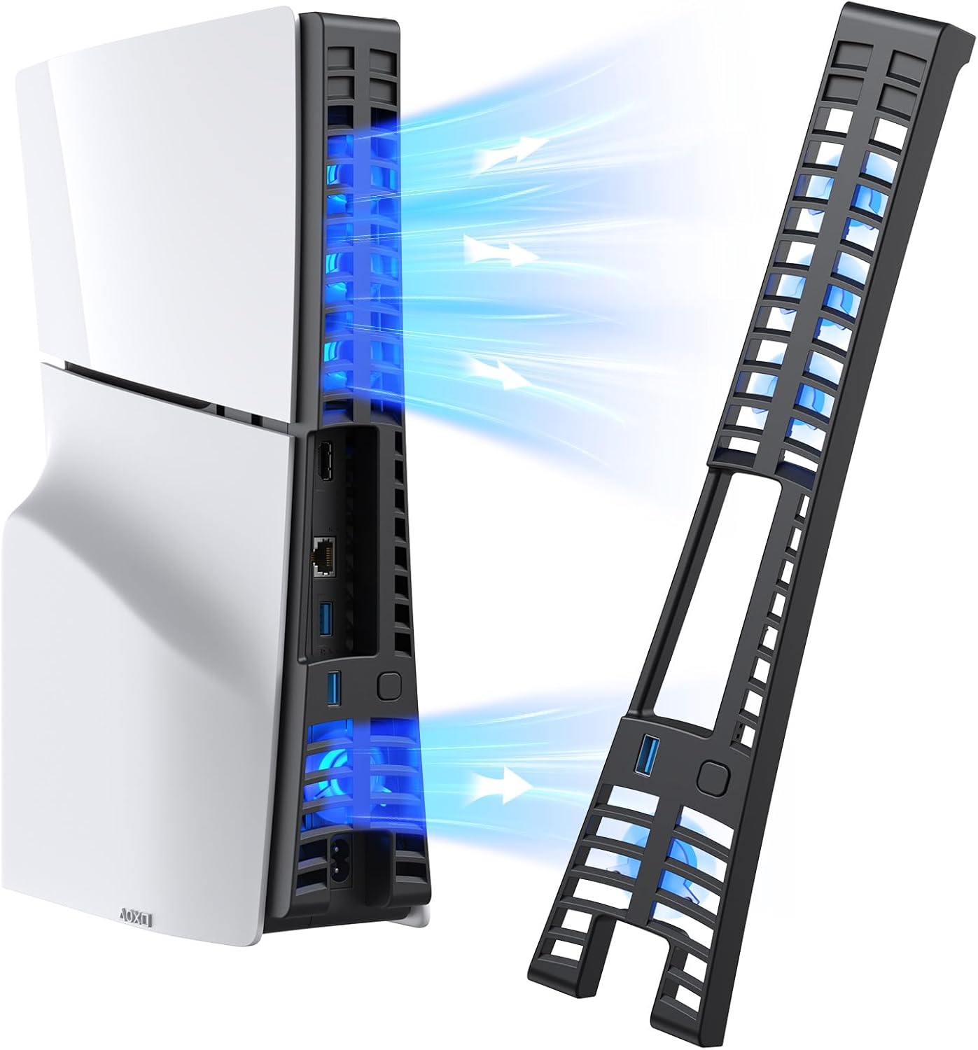 KIWIHOME Cooling Fan for PS5 Slim, Efficient Cooler Fan with Auto On/Off, Adjustable Speed, Quiet Cooling Fan with USB3.0 Port, Four Fan Cooling System with LED Light, Not for PS5 2020 and PS5 Pro