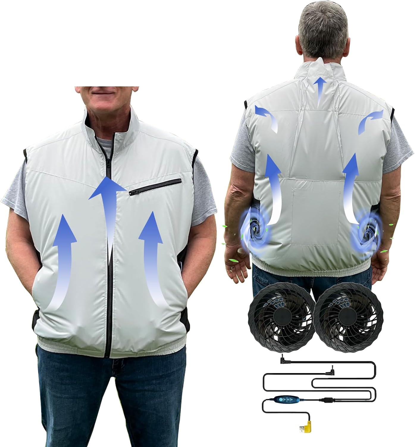 HNH Cooling Vest For Men and Women- Air Conditioning Fans, Heat Reducing Clothing, Unique Design Provides UV Protection