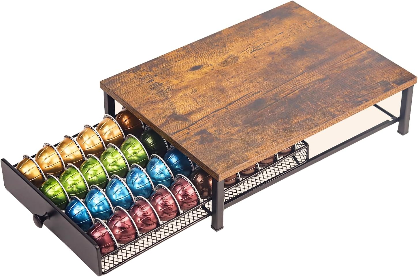 Coffee Pod Holder Drawer For Vertuo Pods - 40 Capsule Coffee Pod Storage Organizer & Machine Stand, Kitchen Countertop Coffee Station