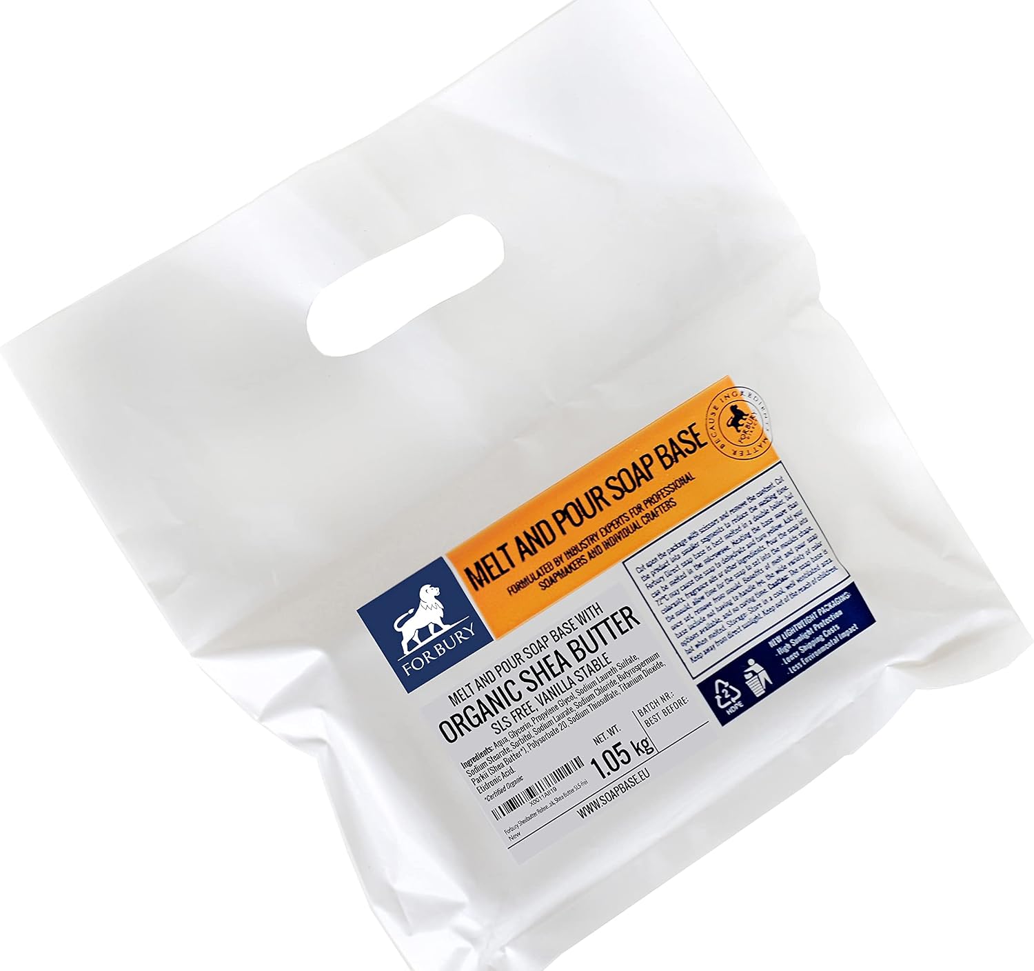 1kg + 50g(1050g) Shea Butter Soap Base Forbury, Melt and Pour Opaque