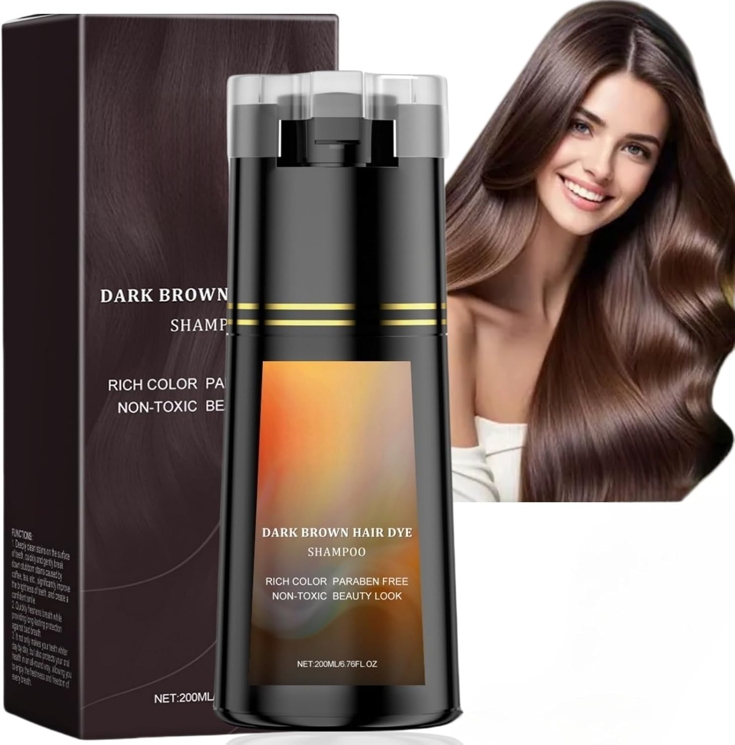 Dark Brown Polar Hair Dye Shampoo,Hair Dye Semi Permanent Color,3 in 1 Sha/mpoo,H/air Dye Shamp/oo,Ha/ir Care Dye Shampo/o,Dark B/rown Hai/r Dye Permanent(Dark Brown)